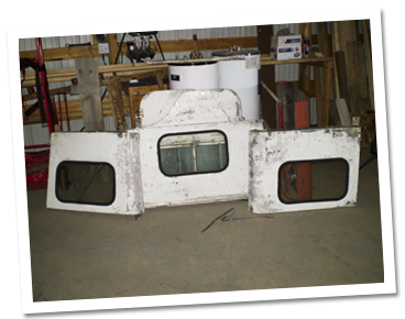 The winter cab before sandblasting winter cab before sandblasting