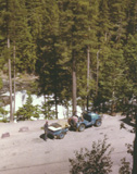 Packing the jeep top away in Glacier NP